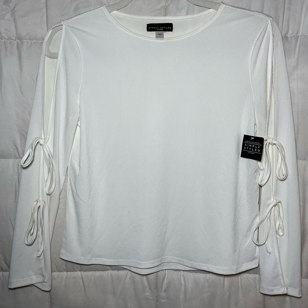 Sears Simply Styled White Long Sleeve Blouse